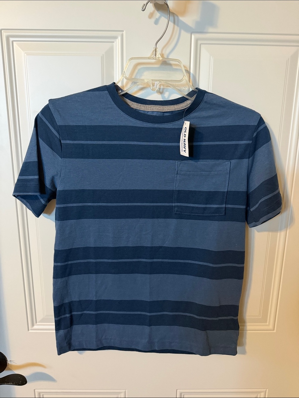 Old Navy Boy’s Navy and Blue Striped Pocket Tee